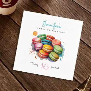 Elegant Sweet Sixteen Colourful Macarons Watercolo Napkin