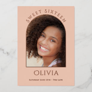Elegant Sweet Sixteen Photo Rose Gold Foil