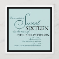 Elegant Sweet Sixteen Teal Invitation