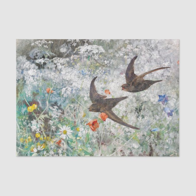 Elegant Swifts Spring Flight Decoupage  Tissue Paper (Front)