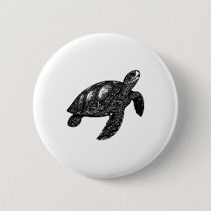 Elegant Swimming Old Water Turtle Copy 6 Cm Round Badge