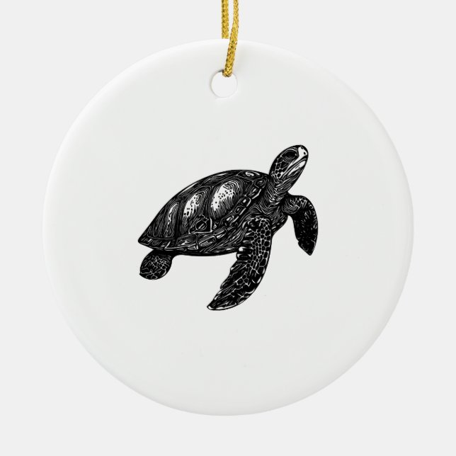 Elegant Swimming Old Water Turtle Copy Ceramic Tree Decoration (Front)