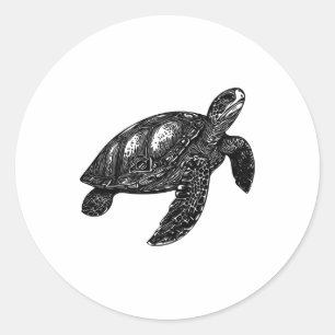 Elegant Swimming Old Water Turtle Copy Classic Round Sticker