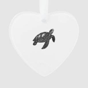 Elegant Swimming Old Water Turtle Copy Ornament