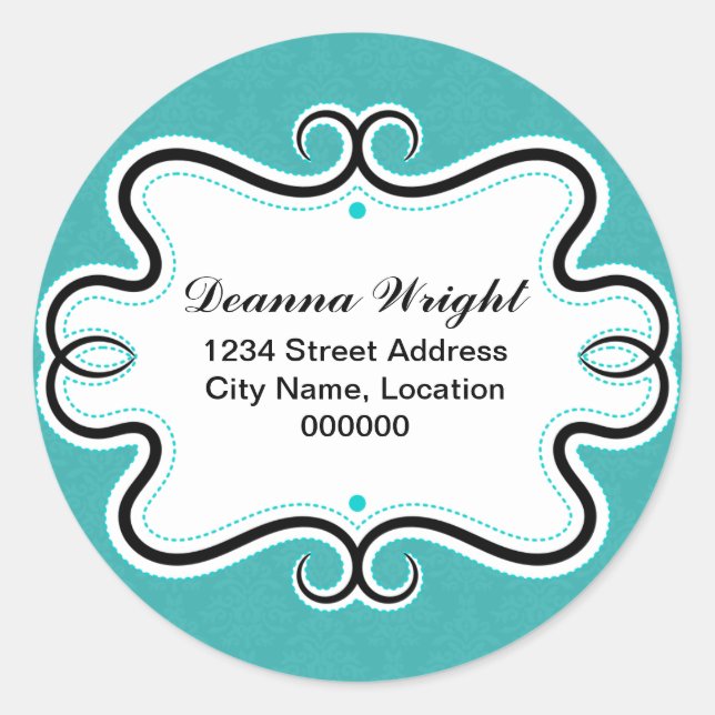 Elegant Swirl Border and Damask Stickers (Front)