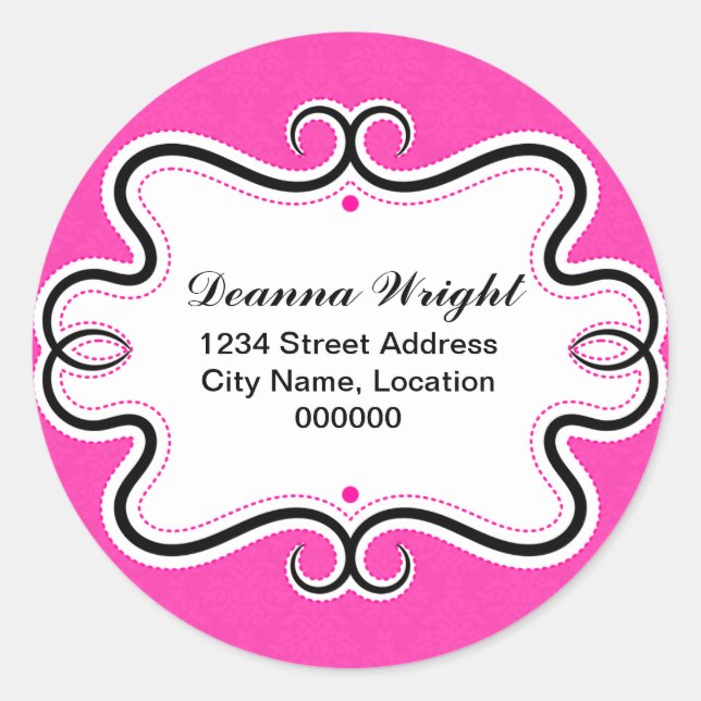 Elegant Swirl Border and Damask Stickers (Front)