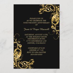 Elegant Swirl Golden Wedding Anniversary Invitation