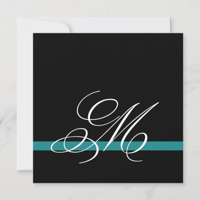 Elegant Swirl Monogram Wedding Invitations Jade (Front)