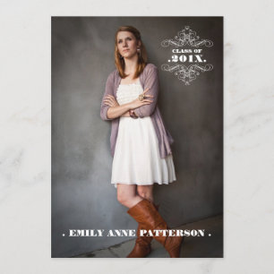 Elegant Swirl Photo Graduation Party Announcement