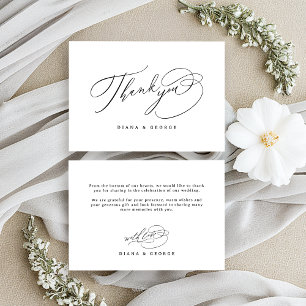 Elegant Swirl Script Simple Wedding Thank You Card