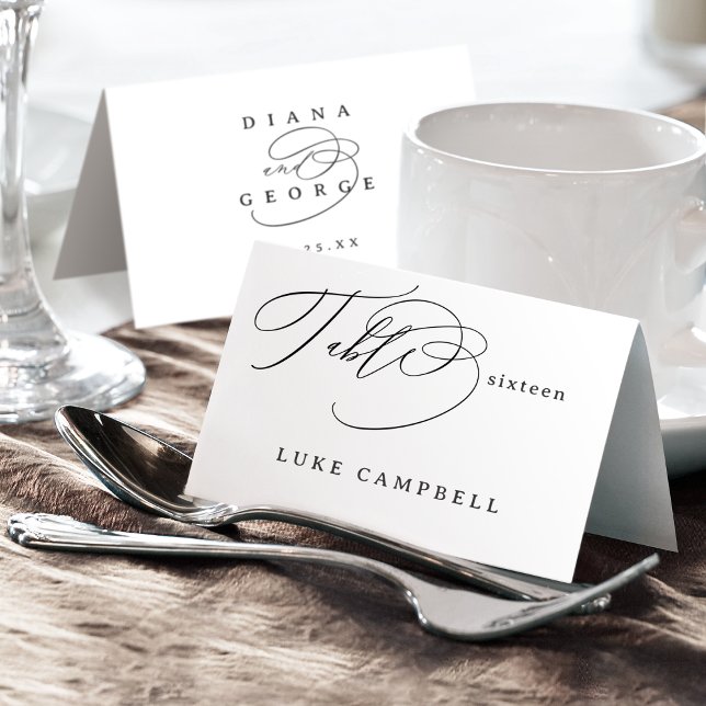 Elegant Swirl Script Wedding Foldable Place Card (Elegant Swirl Script Wedding Foldable Place Card)