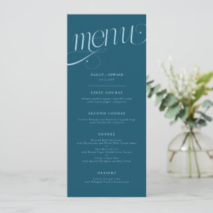 Elegant Swirl Teal Wedding Menu