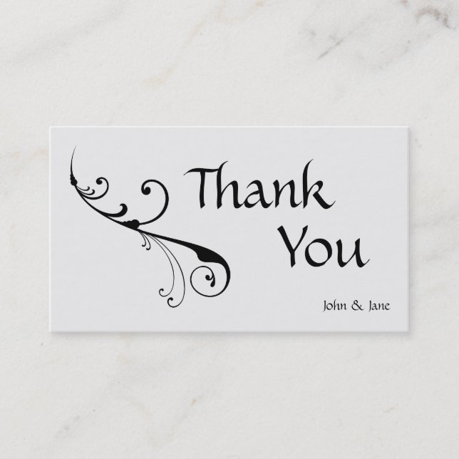 Elegant Swirl Thank You Business Card (Front)