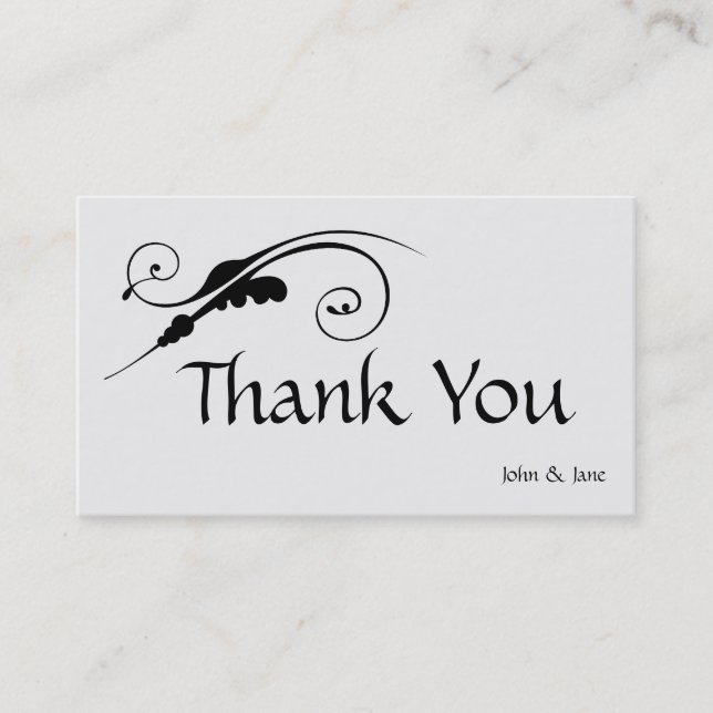 Elegant Swirl Thank You Business Card (Front)