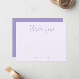 Elegant Swirl Typography Violet Wedding Card