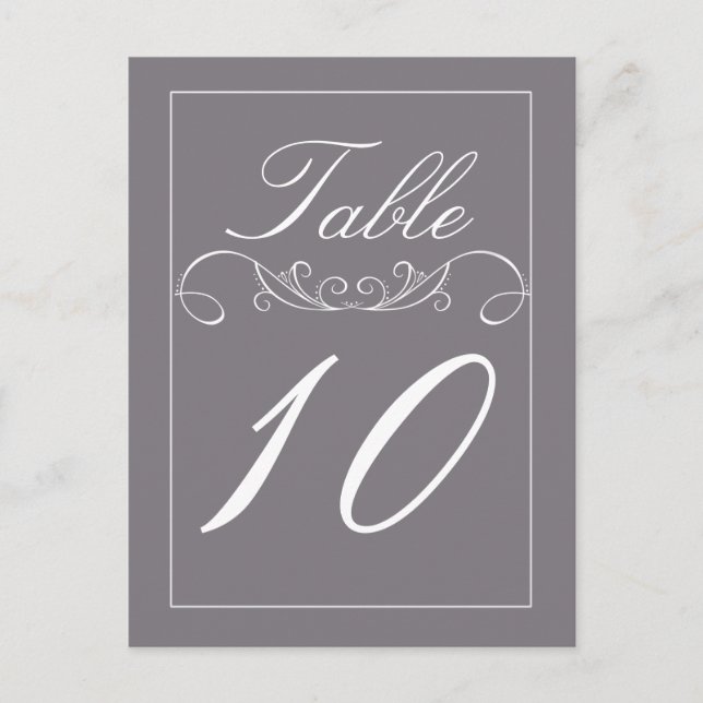 Elegant Swirl Wedding Table Number Cards (Front)