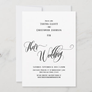 Elegant Swirling Calligraphy Their Wedding Simple Invitation