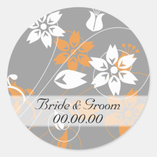 Elegant Swirls And Flowers Wedding Stickers