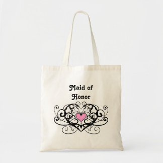 Elegant swirls and hearts maid of honour tote bag