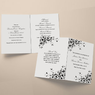 Elegant Swirls Black & White Wedding Program