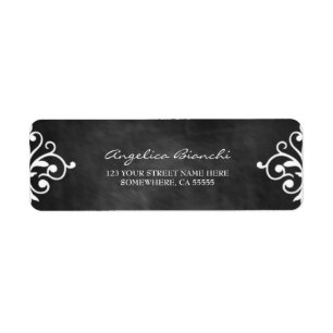 Elegant Swirls Chalkboard  Return Address Label