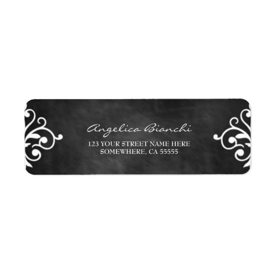Elegant Swirls Chalkboard Return Address Label