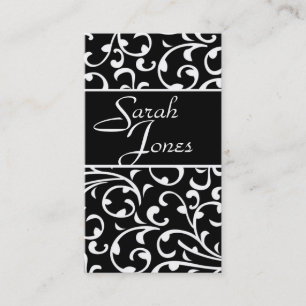 Elegant Swirls Damask Custom Business Cards