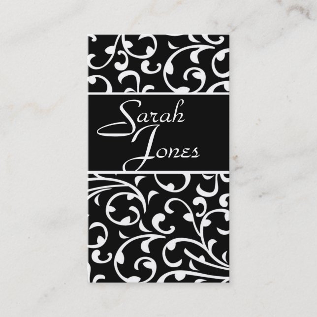 Elegant Swirls Damask Custom Business Cards (Front)