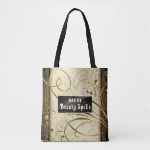 Elegant Swirls Damask Customisable Text Tote Bag