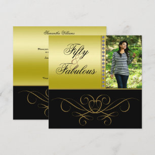 Elegant Swirls & Diamond Fabulous 50 Photo Women's Invitation