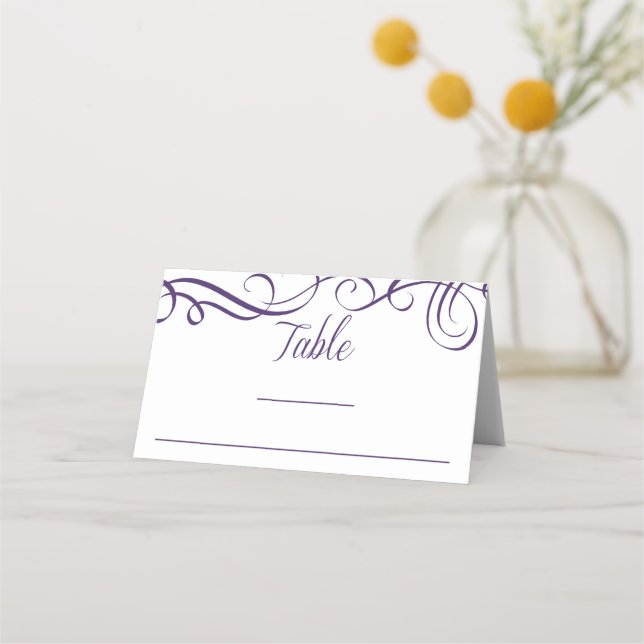 Elegant Swirls Place Card Template (Front)