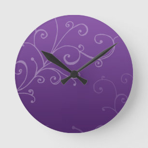 Elegant Swirls Purple Round Clock