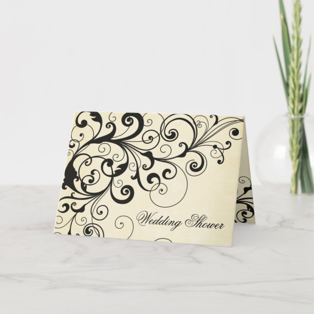 Elegant swirls wedding bridal shower invitation (Front)