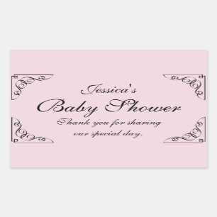Elegant swirly baby shower party favour sticker