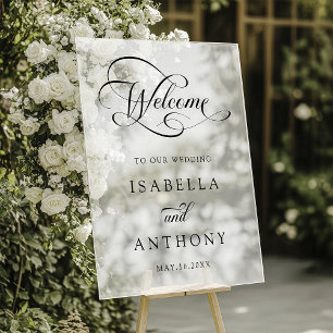 Elegant Swirly Calligraphy Wedding Welcome Frosted Acrylic Sign
