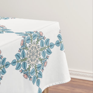 Elegant Symmetrical Floral Medallion Tablecloth