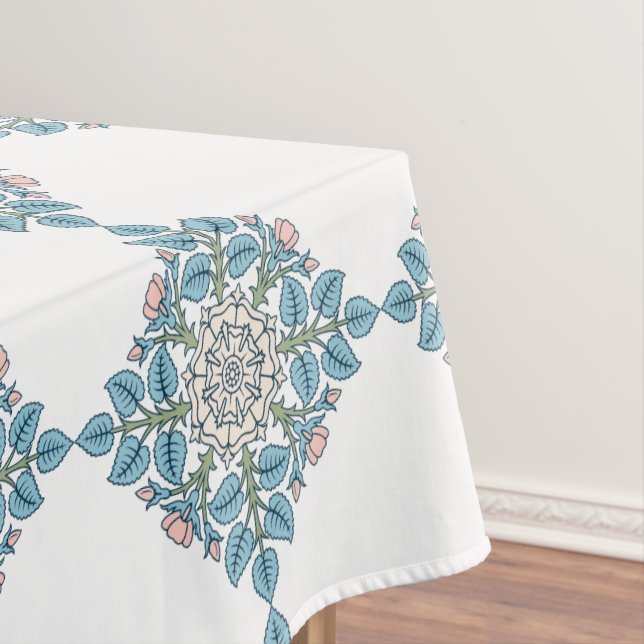 Elegant Symmetrical Floral Medallion Tablecloth (In Situ)