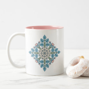 Elegant Symmetrical Floral Medallion Two-Tone Coffee Mug