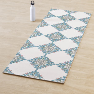 Elegant Symmetrical Floral Medallion Yoga Mat