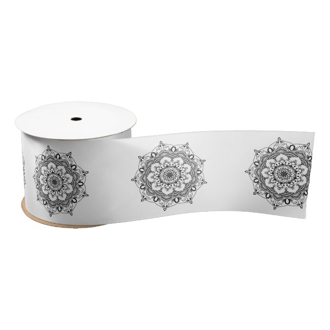 Elegant Symmetrical Mandala Motif Design Satin Ribbon (Spool)