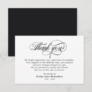 Elegant Sympathy Acknowledgement Script Thank You Card