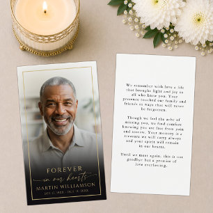 Elegant Sympathy Photo Black Gold Prayer Card