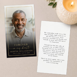 Elegant Sympathy Photo Black Gold Prayer Card