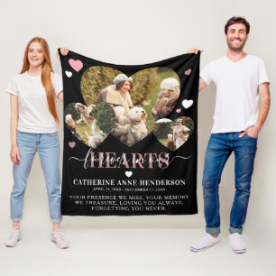 Elegant Sympathy Quote Heart Photos Memorial Fleece Blanket