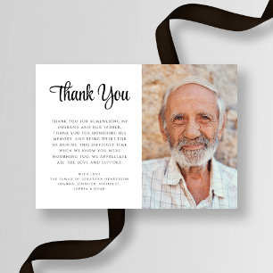 Elegant Sympathy Script Photo Funeral Thank You Card
