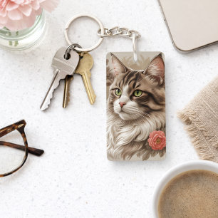 Elegant Tabby Cat  Key Ring