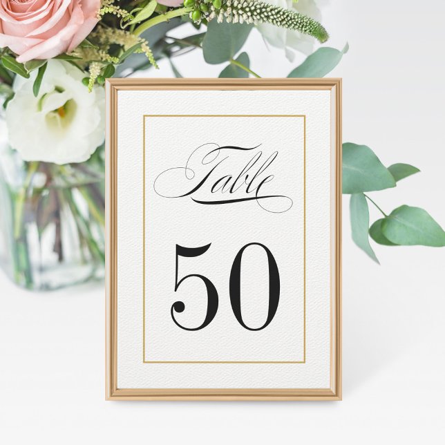 Elegant Table Number Card Solid Gold Border (Creator Uploaded)