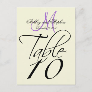 Elegant Table Number Card Wedding Beige Lavender