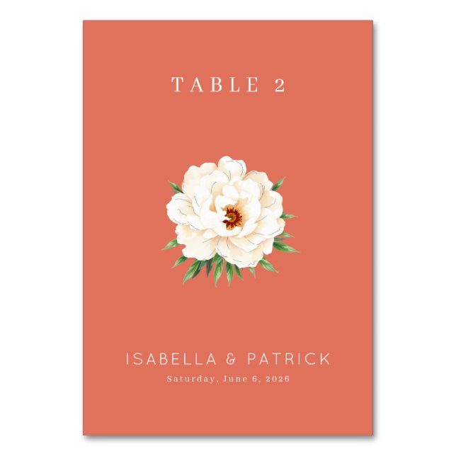 Elegant Table Number Card with Floral Design (Front)