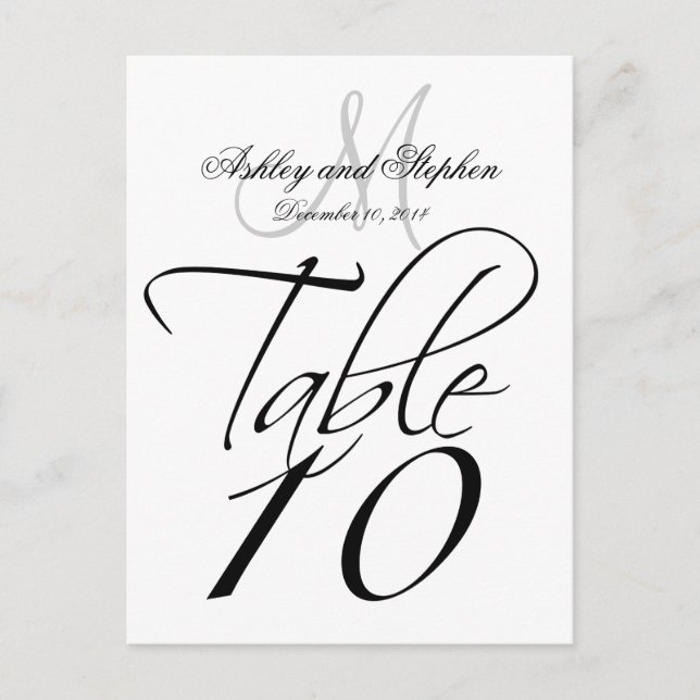 Elegant Table Number Cards for Weddings (Front)